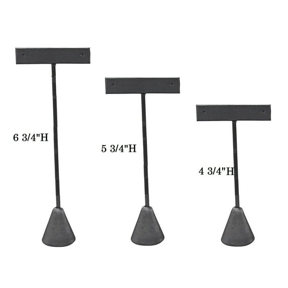 3 Pack Steel Grey Leatherette Earring T Stand Showcase Display