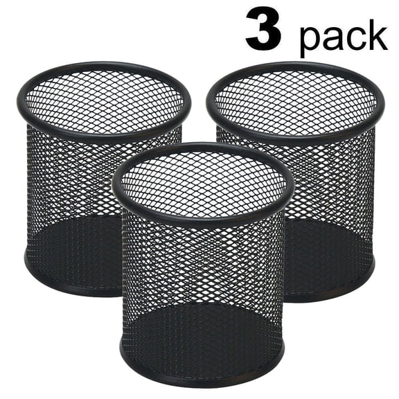 3 Pack Steel Metal Mesh Cylinder Pen Pencil Eraser Stationery Holder Container, Breathable Mesh Design For Easy Visibility And Efficient Storage, Designed For Students Office