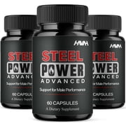 3 Pack Steel Power Advanced Wellness Supplement, SteelPower Maximum Strength 180 Capsules
