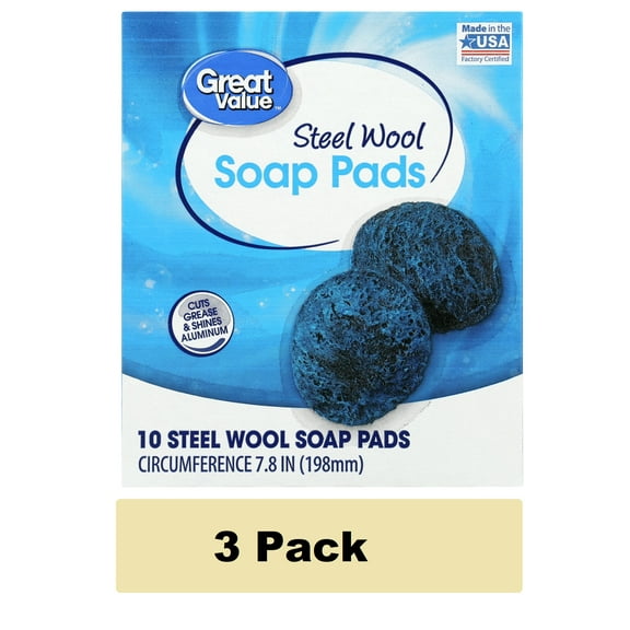 (3 Pack) Steel Wool Soap Pads, 10 Count