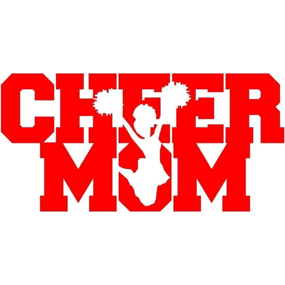 3 Pack - StickerDad Cheer MOM with Jumper V1 Vinyl Decal - Size: 6", Color: RED - Windows, Walls, Bumpers, Laptop, Lockers, etc.