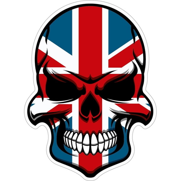 3 Pack - StickerDad Flag Skull Great Britain Full Color Printed Sticker - (Size: 5" Color: Full) - Windows, Walls, Bumpers, Laptop, Lockers, etc.