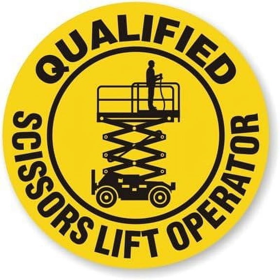 3 Pack - StickerDad Qualified Scissor Lift Operator - Full Color Printed - (size: 2" ROUND color: YELLOW/BLACK) - Helmets, Windows, Walls, Bumpers, Laptop, Lockers, etc.