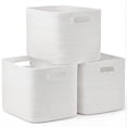 thumbnail image 1 of 3 Pack Storage Basket, 11"x11"x9" (18L) Rectangle Woven Baskets for Storage, Cotton Rope Basket for toys, Towel Baskets, Closet Organizer Bins Shelves Organizer, Decorative Basket(White), 1 of 7