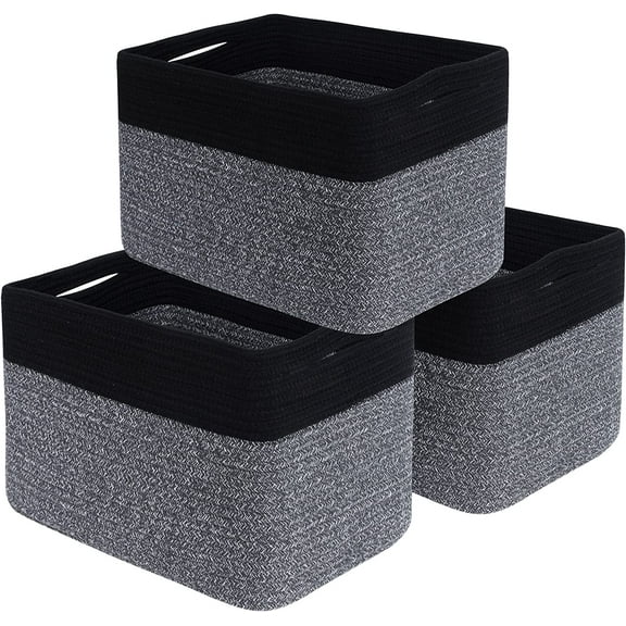 3-Pack Storage Baskets for Shelves, Playroom and Classroom Storage Basket, Book Basket, Decorative Storage Cube Bins, Woven Closet Organizers, Pantry and Shoe Organizer,