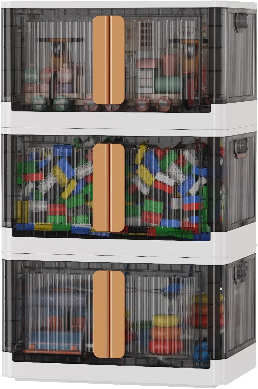 3 Pack Storage Bins with Lids 19 Gallon Folding Storage Box