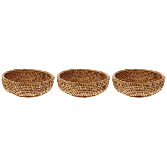 WRISTBIQUE 3Pack Rattan Storage Baskets Simple Design for Kitchen Living Room Bedroom
