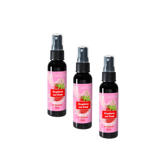 3 Pack - Strawberries & Cream Spray - Strawberries and Cream Scented - Room/Car Air Freshener Spray – (3) 2 Ounce Spray Bottles