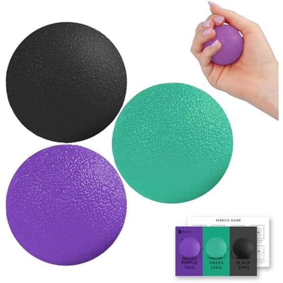 3 Pack Stress Balls for Adults, Hand Strengthening Devices Exercise Balls Physical Therapy Ball, Squeeze Balls for Hand Therapy, Hand Exerciser for Hand Finger Forearm Wrist Training and Relax