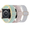 thumbnail image 1 of 3 Pack Stretchy Solo Loop Compatible with Apple Watch Band 44mm 42mm 40mm 38mm 45mm 41mm, Adjustable Braided Sport Elastic Nylon Bands for Apple Watch SE / iWatch Series 7 6 5 4 3 2 1 Women Men, 1 of 8