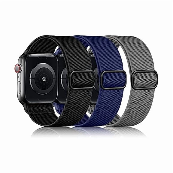 3 Pack Stretchy Solo Loop Compatible with Apple Watch Bands for Men 49mm 46mm 45mm 44mm 42mm, Soft Nylon Braided Elastic Strap for iWatch Band Series 11 10 9 8 7 6 5 4 3 SE Ultra 3 Ultra 2 Ultra