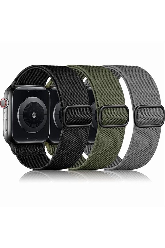 3 Pack Stretchy Solo Loop Compatible with Apple Watch Bands for Men 49mm 46mm 45mm 44mm 42mm, Soft Nylon Braided Elastic Strap for iWatch Band Series 11 10 9 8 7 6 5 4 3 SE Ultra 3 Ultra 2 Ultra