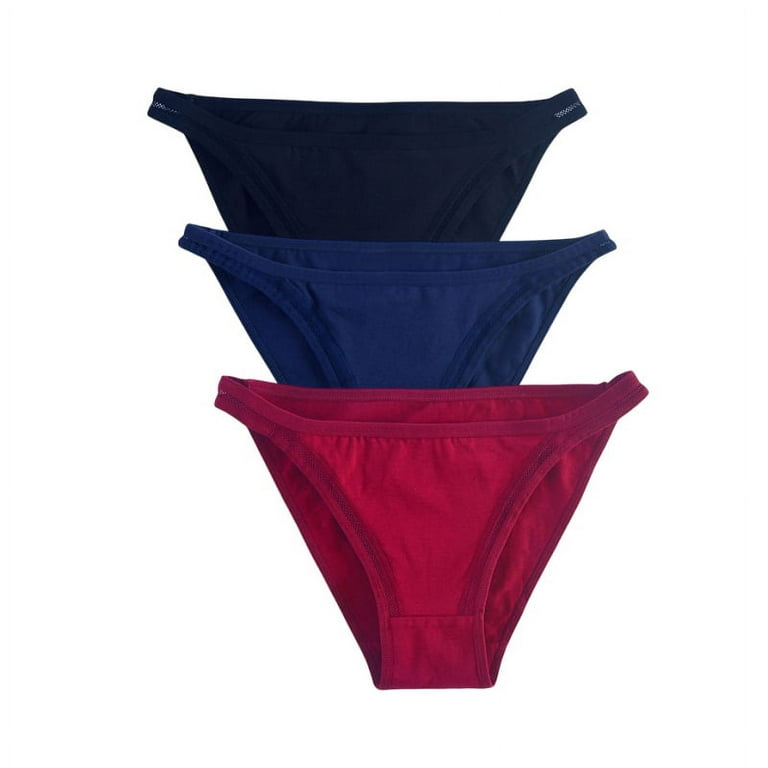 3 Pack String Bikini Underwear for Women Soft Stretch High Cut Seamless  Bikini Briefs Womens Cotton Underwear