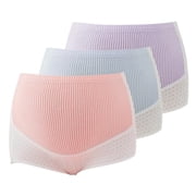 3-Pack Striped High Waist Maternity Panties Over Bump Pregnancy Briefs Adjustable Waistband Belly Support Maternity Underpants