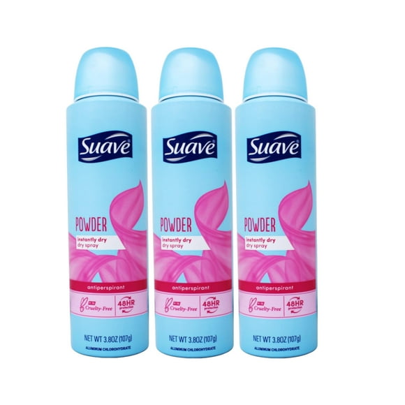3 Pack - Suave Dry Spray Instantly Dry Powder Antiperspirant Deodorant, 3.8 oz
