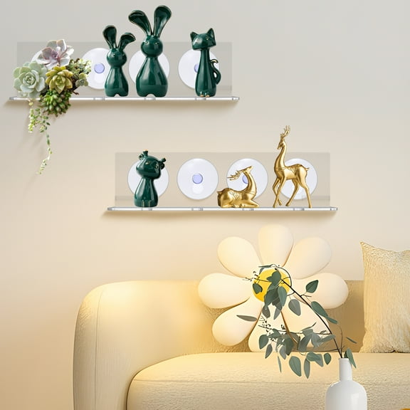 3 Pack Suction Cup Window Shelves for Plants Slide-Proof Acrylic Window Boxes Plant Shelves Acrylic Window Sill Extender Suction Shelf for Mirror, Window Shelves, Acrylic Window Plant Shelves