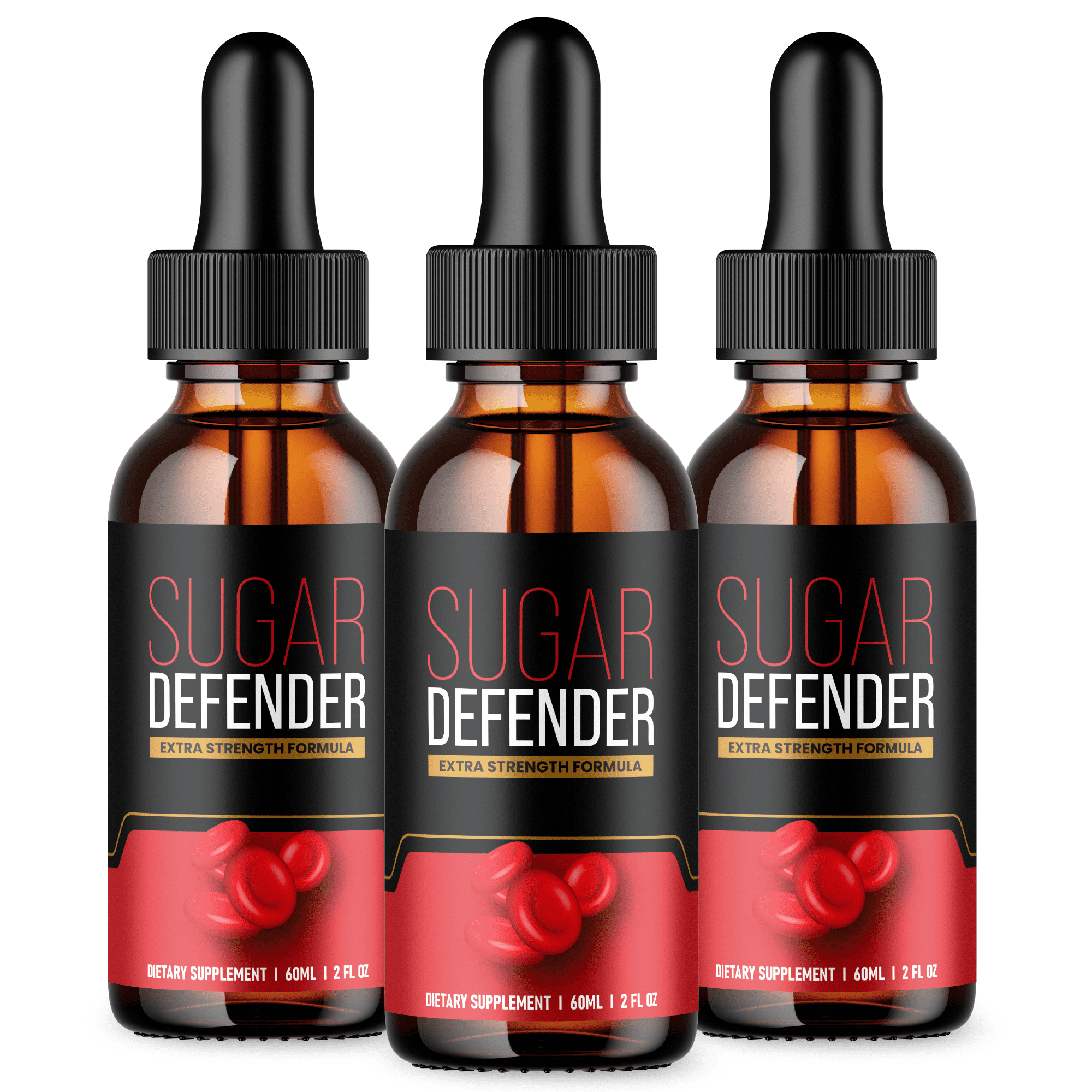 Healthly Sugar Defender Liquid Drops (3 Pack) Maximum Strength Blood Sugar Support with