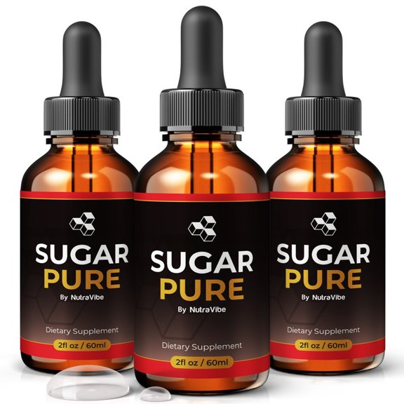 (3 Pack) Sugar Pure Drops Daily Liquid Formula with a Clean, Natural Blend to Support Natural Flow, Balanced Levels & Healthy Circulation | Convenient for Consistent Use (90 Servings)