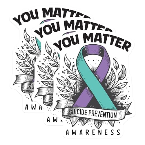 (3 Pack) Suicide Prevention Decals - Awareness Ribbon - Mental Health ...