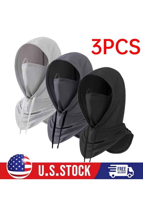 3 Pack Summer Balaclava Sun UV Protection Hood Breathable Full Head Mask Cover
