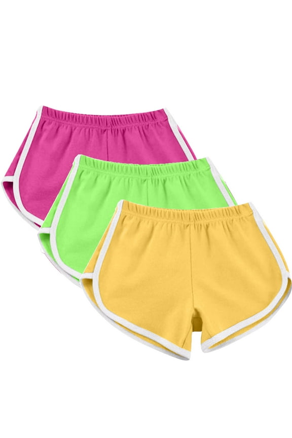 3 Pack Summer Hot Shorts for Women Elastic Waist Cotton Sports Shorts Athletic Yoga Dance Pajama Short Pants (M, Yellow 02)