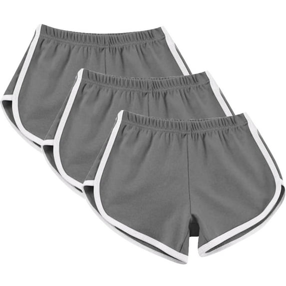 3 Pack Summer Hot Shorts for Women Elastic Waist Cotton Sports Shorts Athletic Yoga Dance Pajama Short Pants (S, Gray)