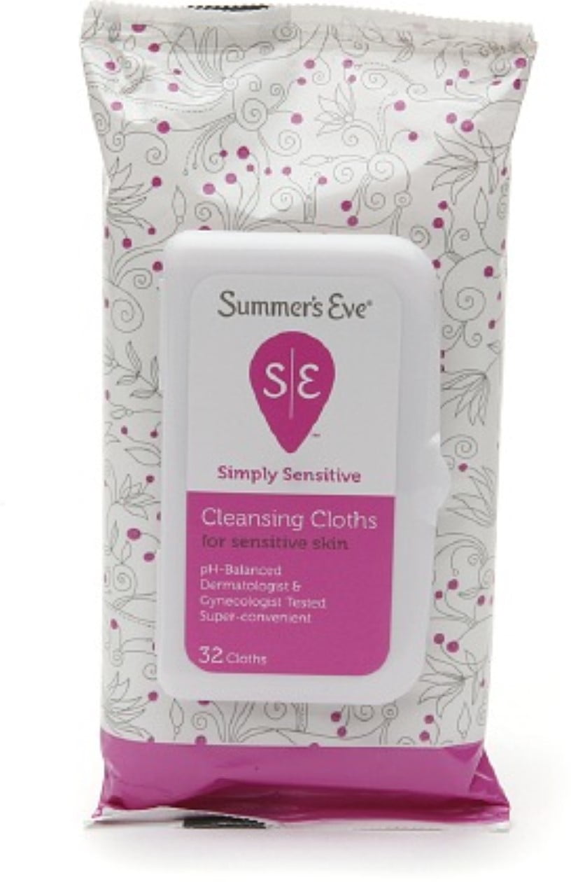 3 Pack - Summer's Eve Cleansing Cloths for Sensitive Skin, Simply Sensitive 32 Ea