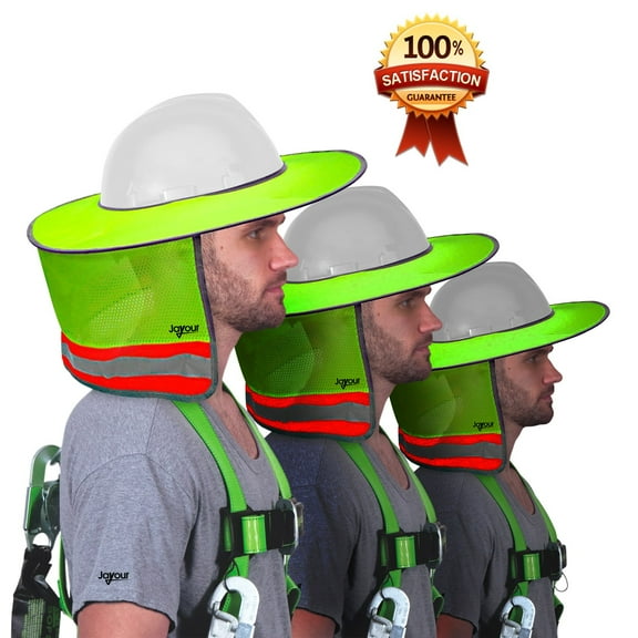 3 Pack - Sun Visor Hard Hat Sun Shield- Fitted with Ventilation Holes, Reflective Strip, Full Brim and Neck Cover
