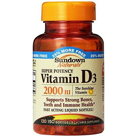 3 Pack - Sundown Naturals Vitamin D3 2000 Iu Softgels, 150 Each