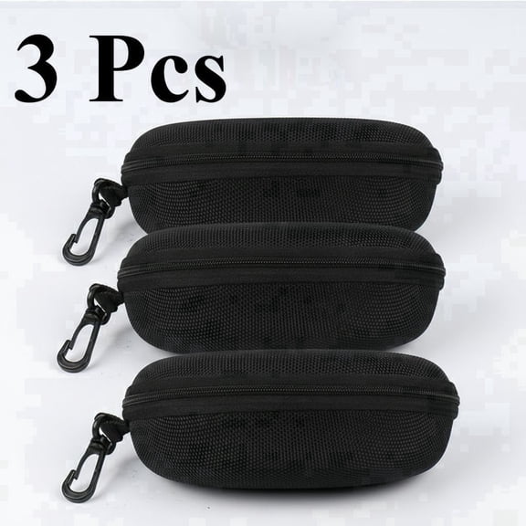 3 Pack Sunglasses Case Portable Travel Zipper Eyeglasses Case Hook