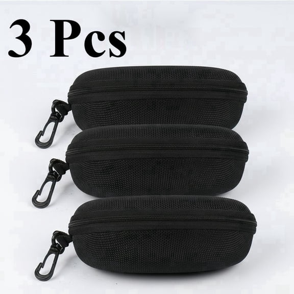 3 Pack Sunglasses Case Portable Travel Zipper Eyeglasses Case Hook