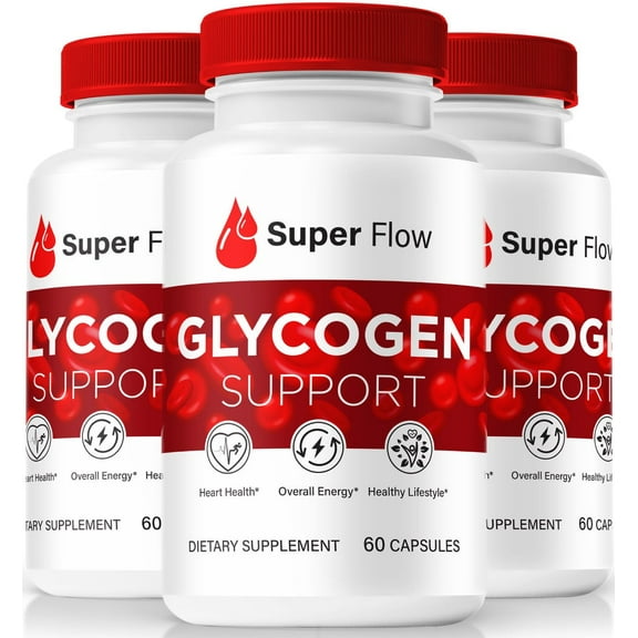 (3 Pack) Super Flow Glyco Optimizer Capsules - Official Blood Support Formula, SuperFlow Blood Vessel Cleaner, Glycogen Support Pills, Overall Health & Wellness, Sugar Flow Reviews (180 Capsules)