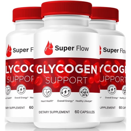 (3 Pack) Super Flow Glyco Optimizer Capsules - Official Blood Support Formula, SuperFlow Blood Vessel Cleaner, Glycogen Support Pills, Overall Health & Wellness, Sugar Flow Reviews (180 Capsules)