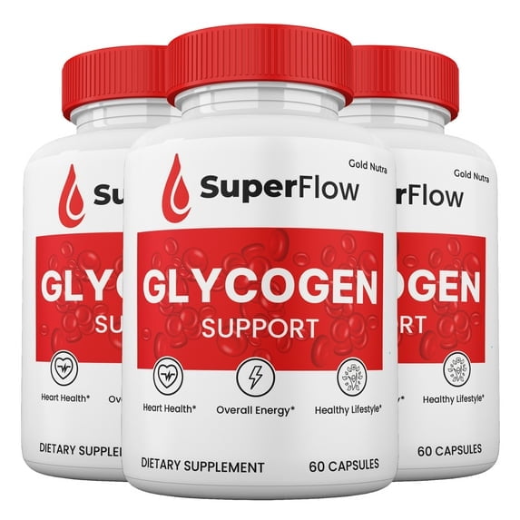 (3 Pack) Super Flow Glycogen Support Capsules, Super Flow Pills Blood Support All Natural Supplement High Potency SuperFlow 30 Day Supply per Bottle