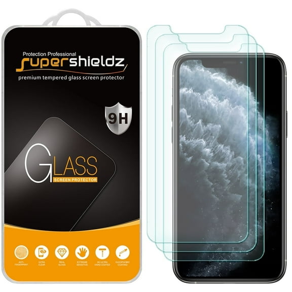 [3-Pack] Supershieldz for Apple iPhone 11 Pro / iPhone Xs / iPhone X (5.8 inch) Tempered Glass Screen Protector, Anti-Scratch, Anti-Fingerprint, Bubble Free