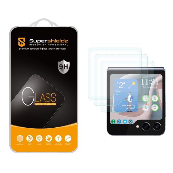 Supershieldz Designed for Samsung Galaxy Z Flip 5 / Z Flip 6 (Front Screen Only) Tempered Glass Screen Protector, Anti Scratch, Bubble Free (3 Pack)