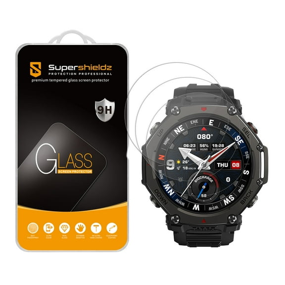 (3 Pack) Supershieldz Designed for Amazfit T-Rex 3/ T-Rex 3 Pro Tempered Glass Screen Protector, Anti Scratch, Bubble Free
