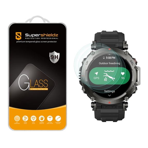 (3 Pack) Supershieldz Designed for Amazfit (T-Rex Ultra) Tempered Glass Screen Protector, Anti Scratch, Bubble Free
