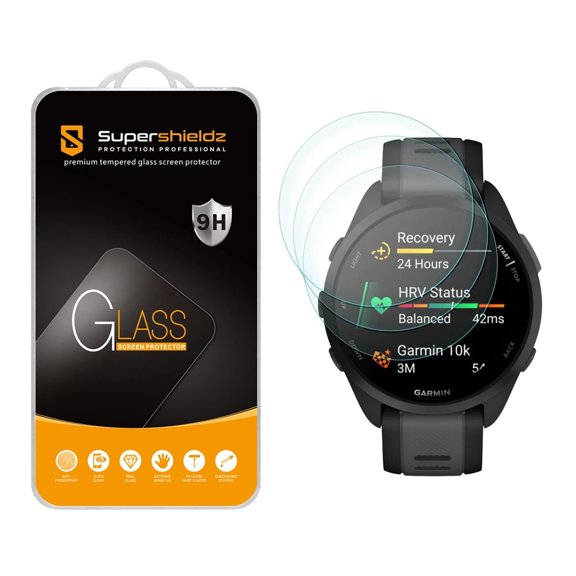 (3 Pack) Supershieldz Designed for Garmin Forerunner 165 Music/ Forerunner 165 Tempered Glass Screen Protector, Anti Scratch, Bubble Free
