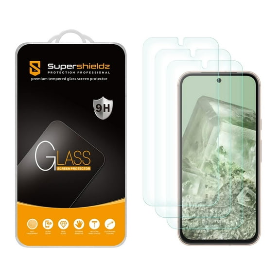 (3 Pack) Supershieldz Designed for Google Pixel 8a Tempered Glass Screen Protector, Anti Scratch, Bubble Free