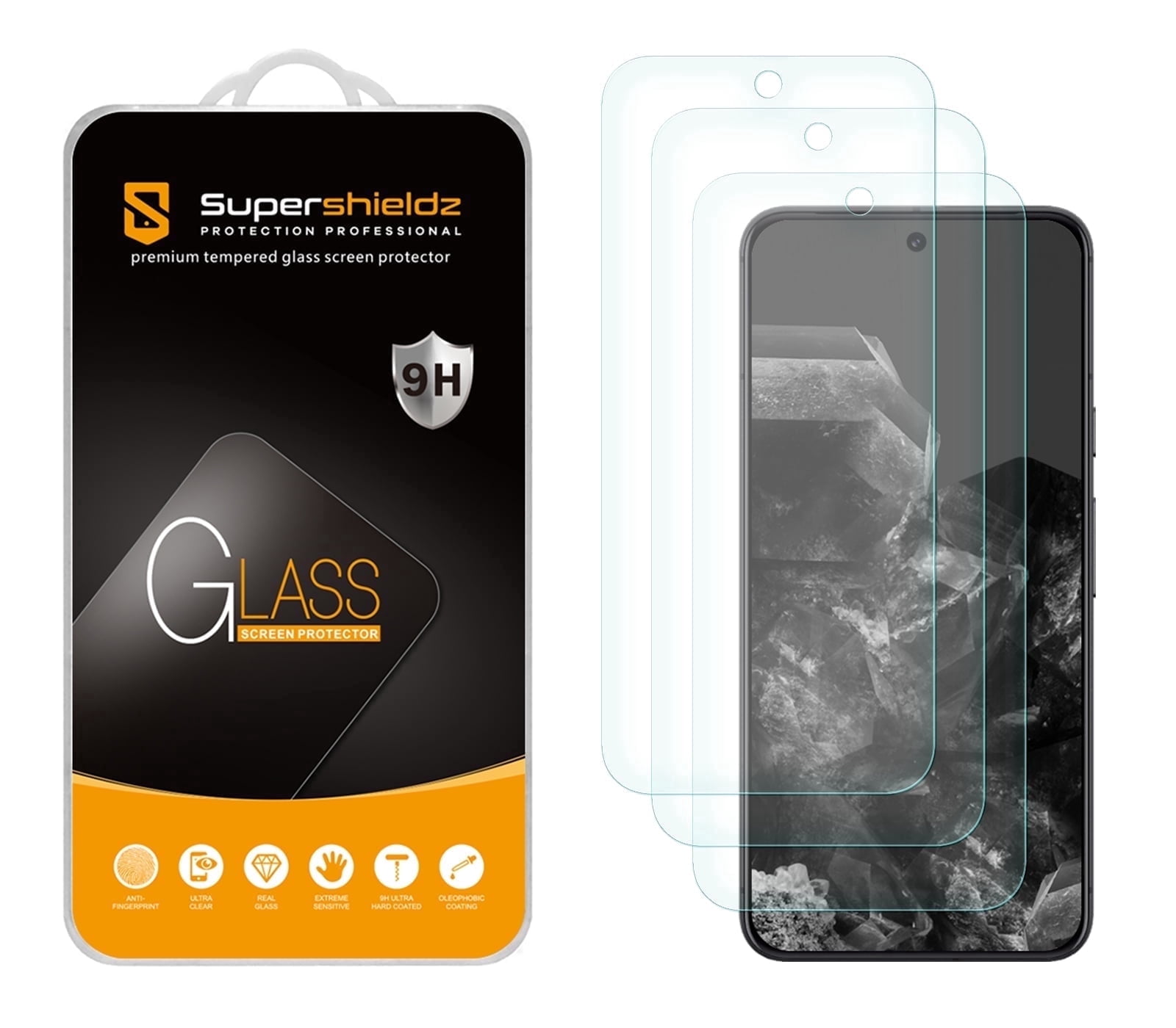 (3 Pack) Supershieldz Designed for Google Pixel 11 Pro / 10 Pro / 9 Pro Tempered Glass Screen Protector, Anti Scratch, Bubble Free