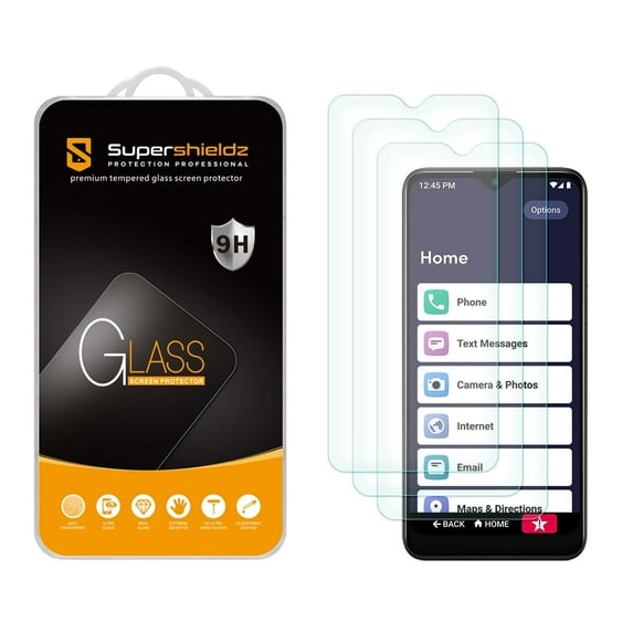 (3 Pack) Supershieldz Designed for Lively Jitterbug Smart3 Tempered Glass Screen Protector, Anti Scratch, Bubble Free