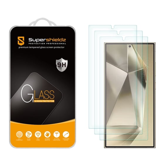 (3 Pack) Supershieldz Designed for Samsung (Galaxy S24 Ultra) Tempered Glass Screen Protector, Anti Scratch, Bubble Free