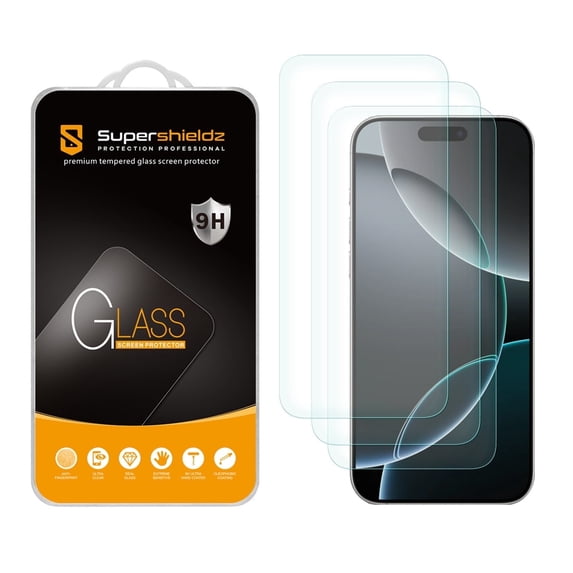 (3 Pack) Supershieldz Designed for iPhone 17/ iPhone 17 Pro/ iPhone 16 Pro (6.3 inch) Tempered Glass Screen Protector, Anti Scratch, Bubble Free