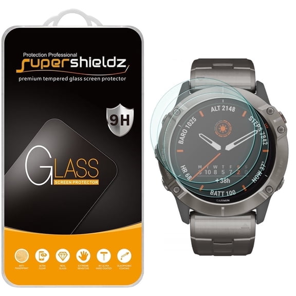 Supershieldz Designed for Garmin Fenix 6X/ Fenix 6X Pro/ Fenix 6X Pro Solar Tempered Glass Screen Protector, Anti Scratch, Bubble Free (3 Pack)