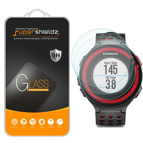 [3-Pack] Supershieldz for Garmin Forerunner 220 / 225 / 230 / 235 / 620 / 630 Tempered Glass Screen Protector, Anti-Scratch, Anti-Fingerprint, Bubble Free