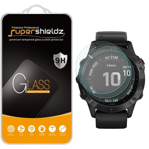 Supershieldz Designed for Garmin Fenix 6 / Fenix 6 Pro Tempered Glass Screen Protector, Anti Scratch, Bubble Free (3 Pack)