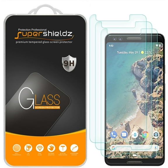[3-Pack] Supershieldz for Google (Pixel 3) Tempered Glass Screen Protector, Anti-Scratch, Anti-Fingerprint, Bubble Free