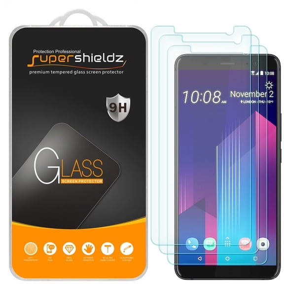 [3-Pack] Supershieldz for HTC U11 Plus / U11+ Tempered Glass Screen Protector, Anti-Scratch, Anti-Fingerprint, Bubble Free