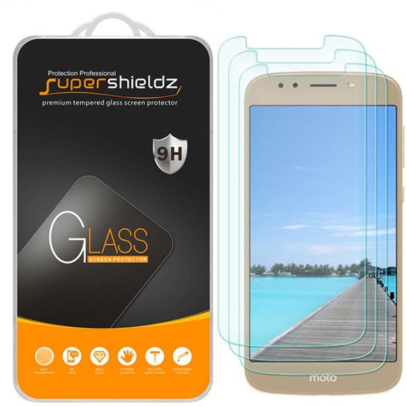 [3-Pack] Supershieldz for Motorola Moto E5 Tempered Glass Screen Protector, Anti-Scratch, Anti-Fingerprint, Bubble Free